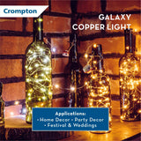 Crompton Galaxy Decoration Copper USB Powered String Fairy Lights with 100 Led Light (10 Meters / 32 Feet, Warm White, Pack of 1)